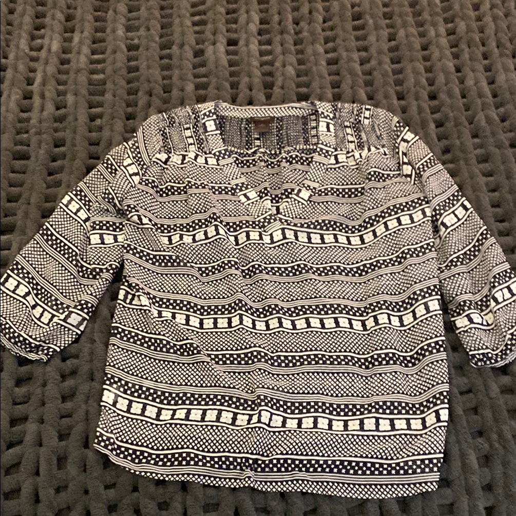 Nwot Ann Taylor Black And White Striped Blouse
